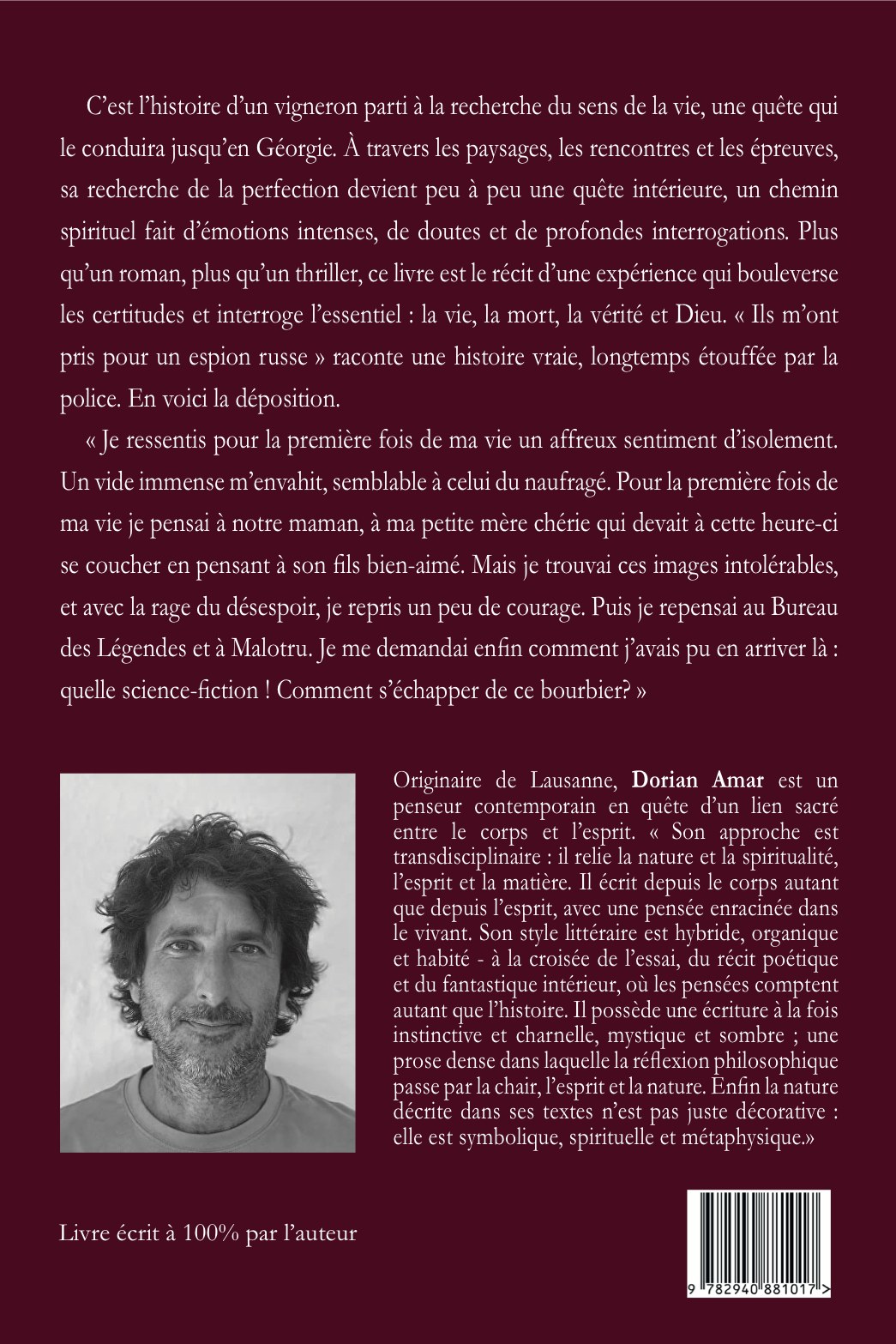 Quatrième de couverture — Chronique géorgienne, Dorian Amar, Éditions Orat