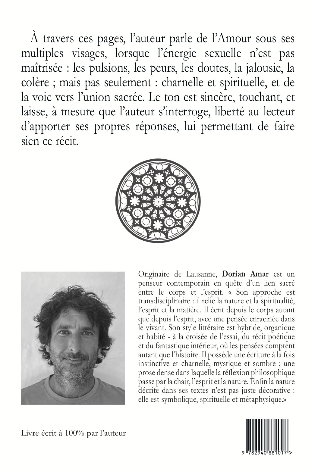 Quatrième de couverture — De l’Amour, Dorian Amar, Éditions Orat